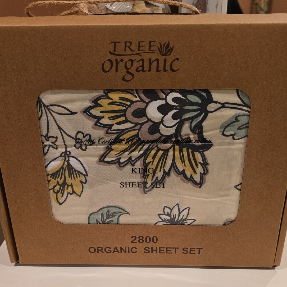 Floral King Sheet Set - Cream and Green